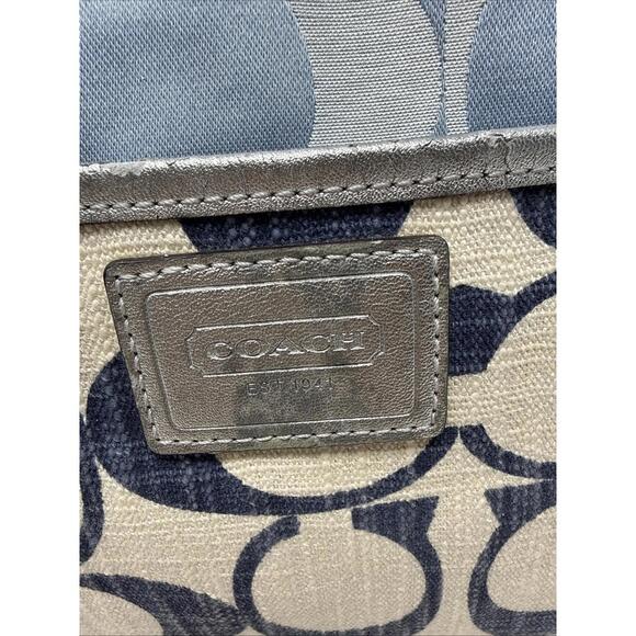 Coach Denim Patchwork Signature Tote Book Bag + Charm Vintage Y2K - Picture 9 of 15